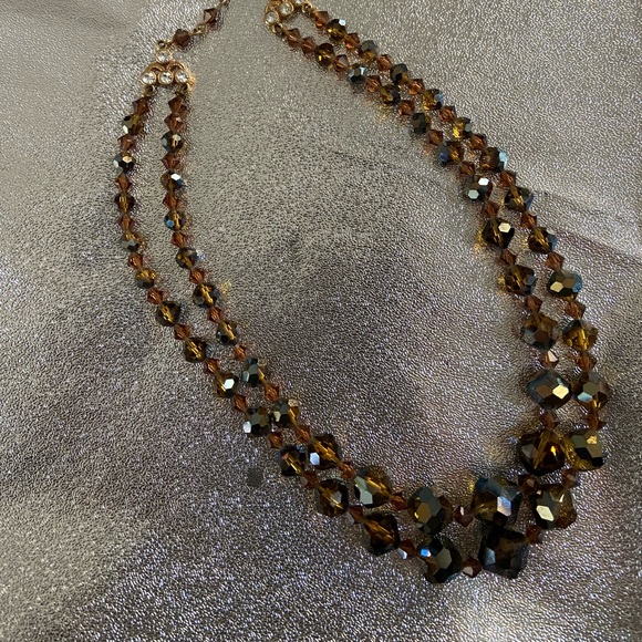 Vintage Topaz Aurora Borealis Glass Necklace 💛 - Picture 1 of 5